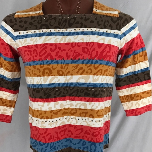 Alfred Dunner Women's Small Colorful Print Stud S - Picture 1 of 6